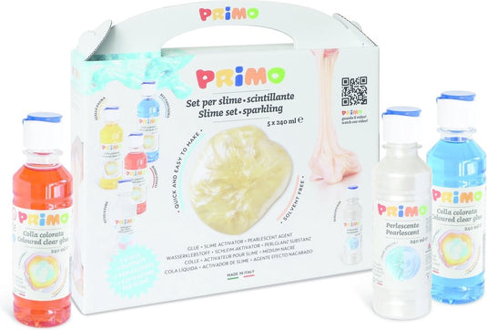 Primo - set slijm met 3 gekleurde lijm, 1 activator, 1 parel