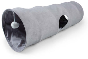 Duvo plus playtime speeltunnel purrly voor katten l-80x25x25cm grijs