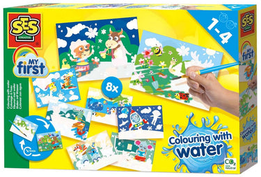 Ses creative - my first - kleuren met water megaset - verborgen dieren – verven - zonder geknoei - inclusief 8 kleurplaten en kwast - steeds opnieuw te gebruiken – 1 tot 4 jaar