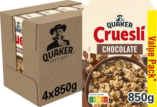 Quaker cruesli chocolade - ontbijtgranen - 4 x 850 gram