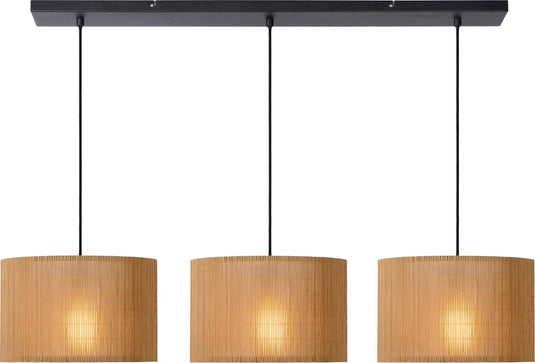 Lucide magius - hanglamp - 3xe27 - naturel - japandi
