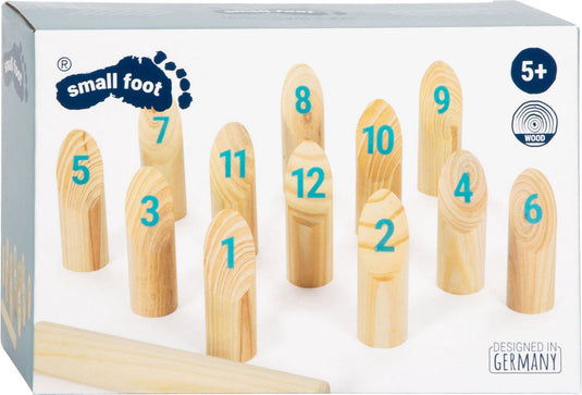 Small foot - houten kubb met nummers werpspel in tas, 13dlg.