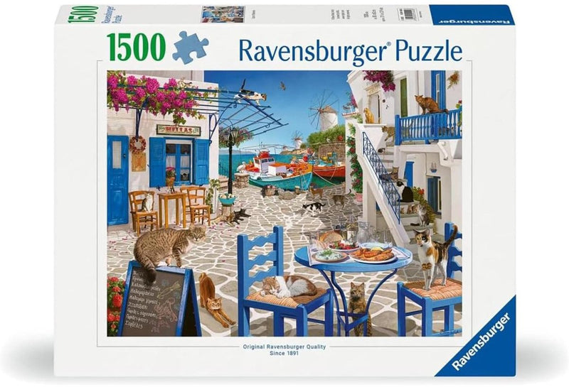 Afbeelding laden in galerijviewer, Ravensburger puzzel katten mykonos 1500 stukjes legpuzzel.
