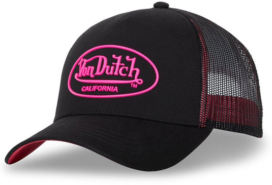 Von dutch - snapback trucker cap dom p | one size | verstelbaar | druksluiting - zwart roze