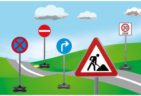 Jamara buitenspeelgoedverkeersset - 460293 verkeersborden set voor kinderen - set b - groot - 5 borden - 81x21,5cm