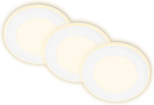 Briloner gima - set van 3 led inbouwspots - 7988036 - nachtlampje functie - apart schakelbare vlakken en ringen - memory functie - warm wit licht - ø9,3 x 3 cm - wit