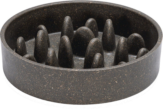 Designed by lotte pom antischrokbak kat - slowfeeder kat - voerbak - vaatwasserbestendig - bamboe - grijs - 410 ml