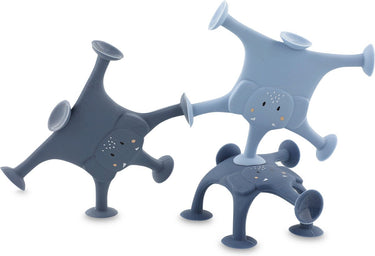 Trixie dierenspel met zuignappen â€“ mrs. elephant â€“ 3-delige badpretset van siliconen - blauw