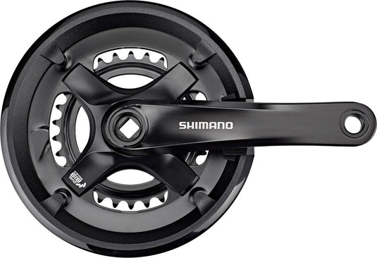 Shimano fc-ty501-2 crankstel 46 30t 2x7 8-speed – vierkante as, zwart, voor mtb en trekkingfiets