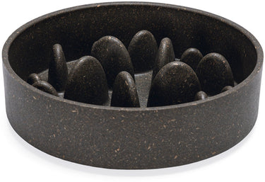 Designed by lotte pom antischrokbak hond - slow feeder hond - voerbak - vaatwasserbestendig - bamboe - grijs - 800 ml