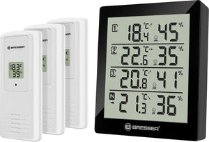 Bresser weerstation - temeo thermo- en hygrometer - zwart incl. 3 sensoren - voor binnen en buiten