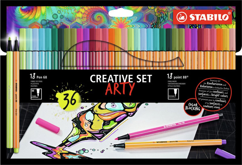 Afbeelding laden in galerijviewer, Stabilo creative set - pen 68 point 88 pastel - arty - combi etui 36 stuks

