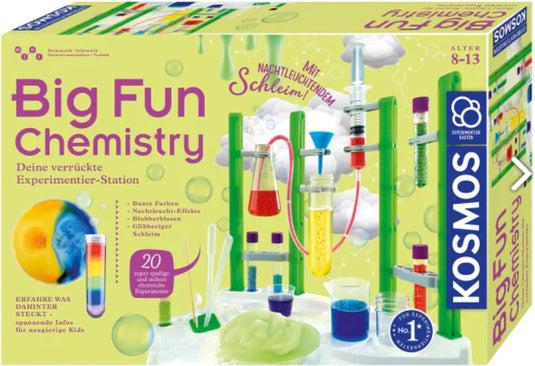 Kosmos big fun chemistry – experimenteerset – 17-delig - 20 experimenten – inclusief glow-in-the-dark slijm - chemielaboratorium