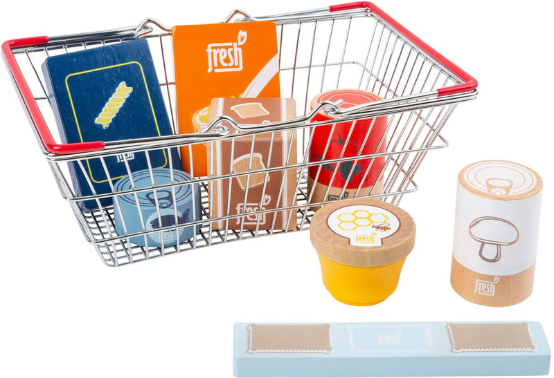 Afbeelding laden in galerijviewer, Small foot - houten speeleten in winkelmandje, 9dlg.
