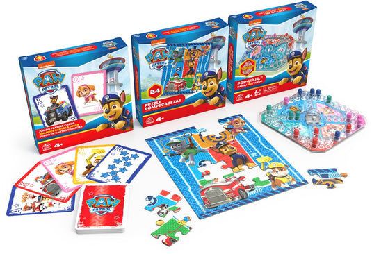 Spin master games paw patrol - spelbundel - pop-up spel, puzzel en speelkaarten