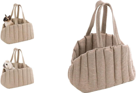 Flamingo draagtas hond – draagtas kat – gladys beige – 58 x 32 x 34 cm – ruime bodem – uitneembare bodem – afneembare hoes – veiligheidsriem – reistas hond reistas kat