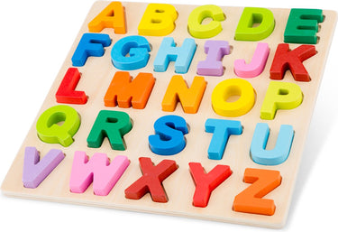 Woet ® houten alfabet puzzel - abc hoofdletters a t m z - kleurrijke educatieve legpuzzel - alfabet leren - peuterspeelgoed - vanaf 2 jaar