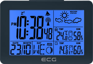 Ecg ms 200 grey - weerstation - binnen- en buitentemperatuur – htn lcd-display - waterdichte buitensensor - 3-kanaals sensor