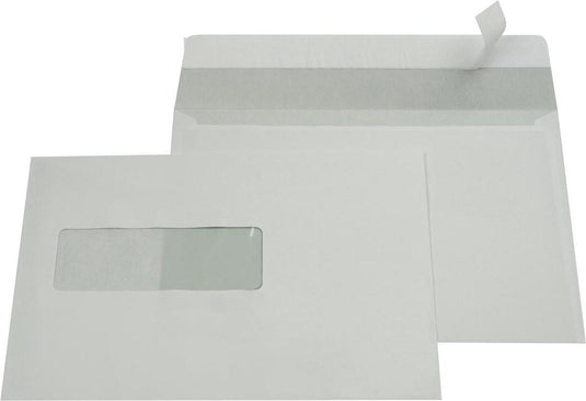 Gallery enveloppen formaat 156 x 220 mm venster links stripsluiting binnenzijde grijs 500 stuks