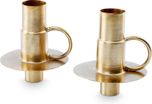 Vtwonen set 2 bottle candle holders metal gold 7x8.5cm