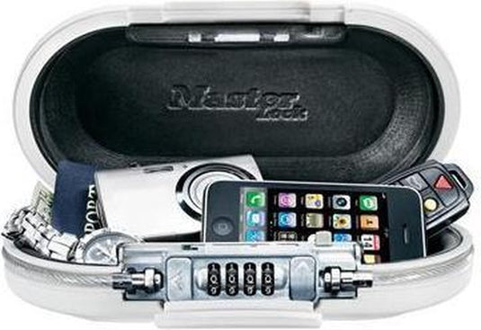 Masterlock draagbare kluis 5900eurdwht – met 4-cijferig combinatieslot – incl. verankeringskabel – w