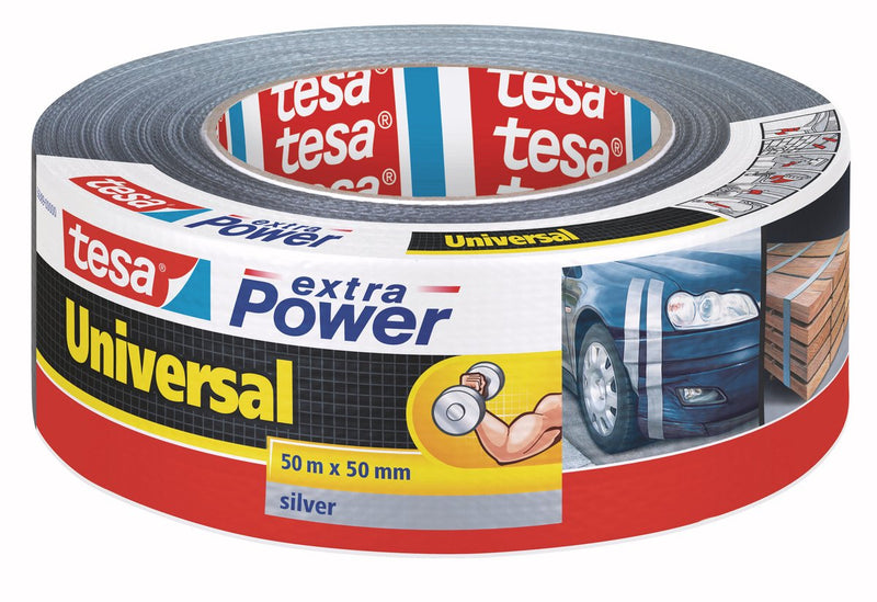 Afbeelding laden in galerijviewer, Tesa textieltape extra power universeel ducttape textielversterkt voor repareren – grijs 50m x 50mm
