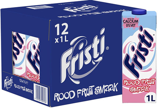 Fristi rood fruitsmaak – houdbaar – 12 x 1 l – voordeelverpakking