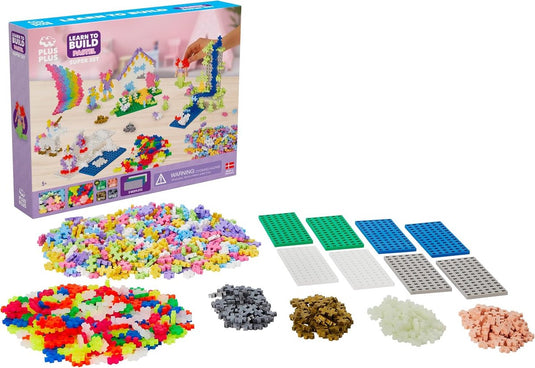 Plus-plus learn to build pastel 1200 delige bouwset - 3812 - bouwspeelgoed - constructiespeelgoed - set met bouwstenen - vanaf 5 jaar