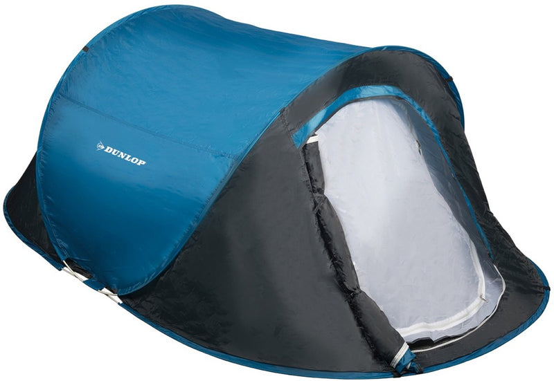Afbeelding laden in galerijviewer, Dunlop pop up tent - blauw grijs wit - 2 persoons
