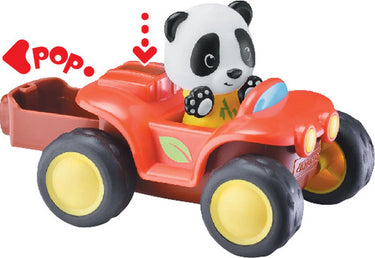 Klorofil de quad speelset - speelauto - interactief kinderspeelgoed - met figuur uit de panda familie - speelgoed vanaf 18 maanden - 2-delig