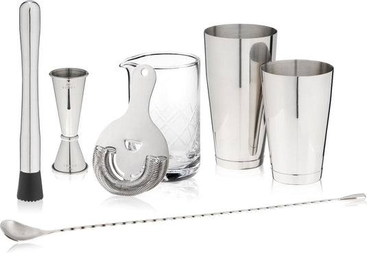 Viski essentials cocktailset - roestvrijstaal - 7-delig