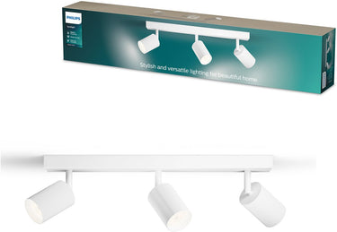 Philips wyatt opbouwspot - led gu10 fitting - richtbaar - 3 lichtpunten - clickfix - wit