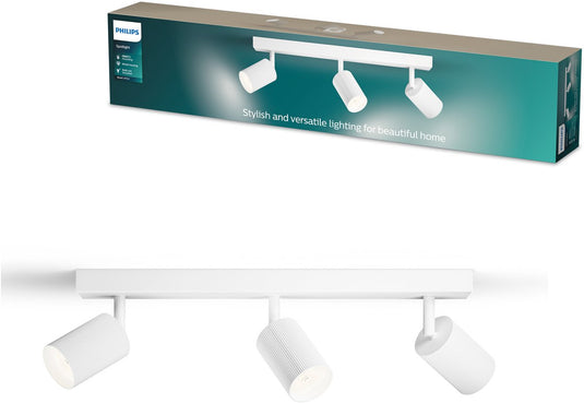 Philips wyatt opbouwspot - led gu10 fitting - richtbaar - 3 lichtpunten - clickfix - wit