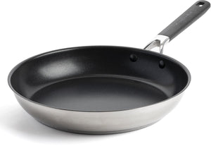 Kitchenaid stainless steel koekenpan 28cm - pfas-vrije antikleeflaag - koekenpan inductie - keramische pan - ovenbestendig tot 160°c - koudgrepen - zilver