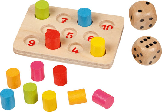 Goki dobbelspel - shut the box mini - 7x5x1,5cm - hout - 6 jaar
