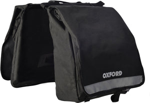 Oxford dubbele fietstas - fietstas - dubbele fietstas met handgreep - reflecterende details - 2x 10 liter - zwart - waterafstotend - elektrische fietstas - 20 liter totaal