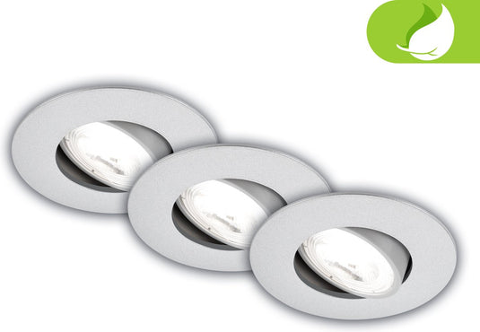 Briloner kulana a - set van 3 inbouwspots - ultra efficient - eek a - 50.000ur licht - zwenkbaar - 9 x 2.4 cm - chroom