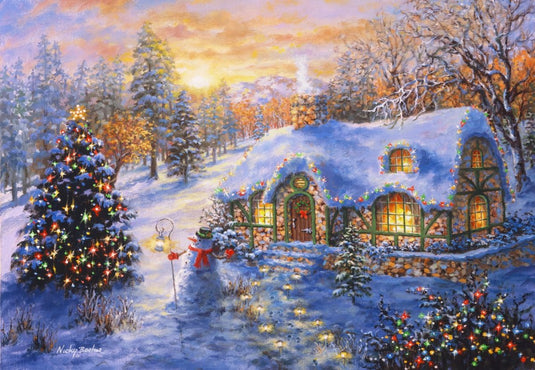 Bluebird puzzle kerstpuzzel christmas cottage - 1000 stukjes.