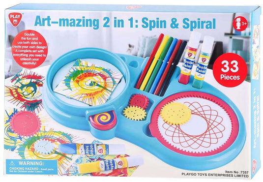 Playgo spiraal tekenset creatief speelgoed 2-in-1 33-delig.