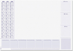 Sigel bureauonderlegger - lila - met kalender 2026 2027 2028 - formaat a2 - 30 vel afscheurbaar - si-h6355