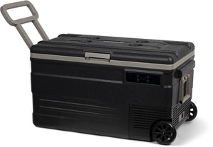 Steamy -e single zone roller elektrische compressor koelbox op wielen - single zone - 74 liter - 12v en 230v - voor auto en camping - zwart