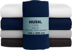 Hush. living hush living - hoeslaken percale 140x20xx+30cm - 100% katoen - 200tc - extra fris en koel - sterk en slijtvast - elastiek rondom - navy