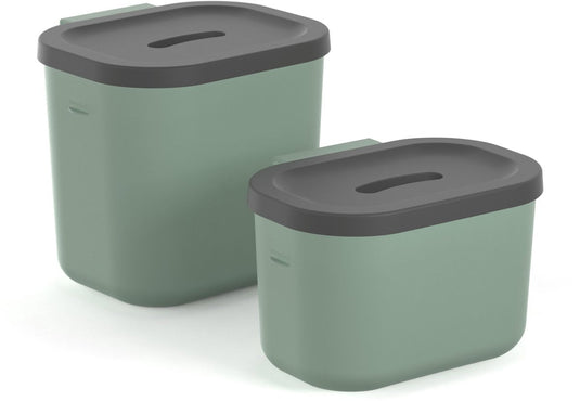 Rotho set bio-afvalbakken - kompostemmer - 2-delig (3,2 ltr + 6 ltr) - 100% gerecycled kunststof - salsa -groen