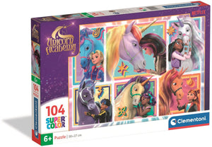 Clementoni - puzzel - unicorn academy - 104 stukjes - super color - vanaf 6 jaar