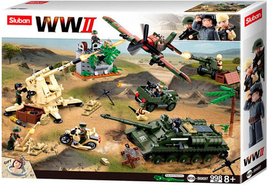 Sluban army the battle of kursk bouwspeelgoed kinderen vanaf 6 jaar - constructiespeelgoed modelbouw - bouwdoos met 998 bouwstenen - m38-b0697
