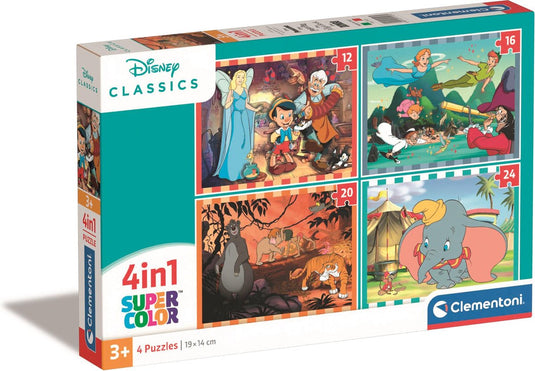 Clementoni - puzzel - 4 in 1 disney dieren - kinderpuzzel - vanaf 3 jaar