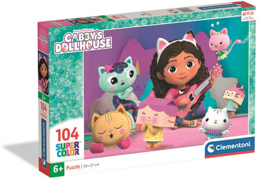 Clementoni - kinderpuzzel - 104 stukjes - gabby's dollhouse - vrolijke kleuren en personages - vanaf 6 jaar