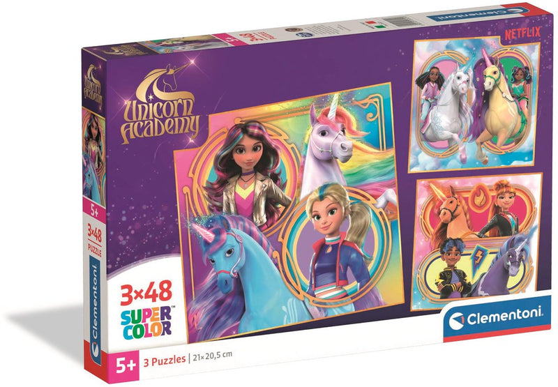 Afbeelding laden in galerijviewer, Clementoni puzzel unicorn academy - 3x48st.

