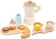 Woet ® houten percolator koffieset - 17-delige set inclusief kopjes, seveerplank, croissant, muffin en koekjes - fsc - rollenspel keukenspeelgoed - winkeltje spelen - barista speelgoed - vanaf 3 jaar