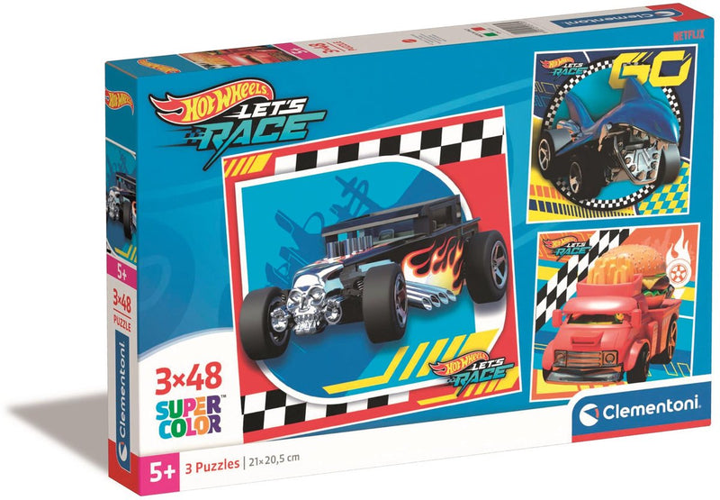 Afbeelding laden in galerijviewer, Clementoni legpuzzel super color vierkant hot wheels, 3x48st.
